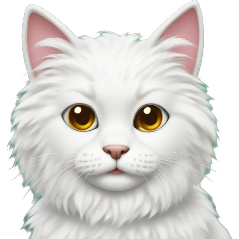 white fluffy girl cat with Christmas theme emoji