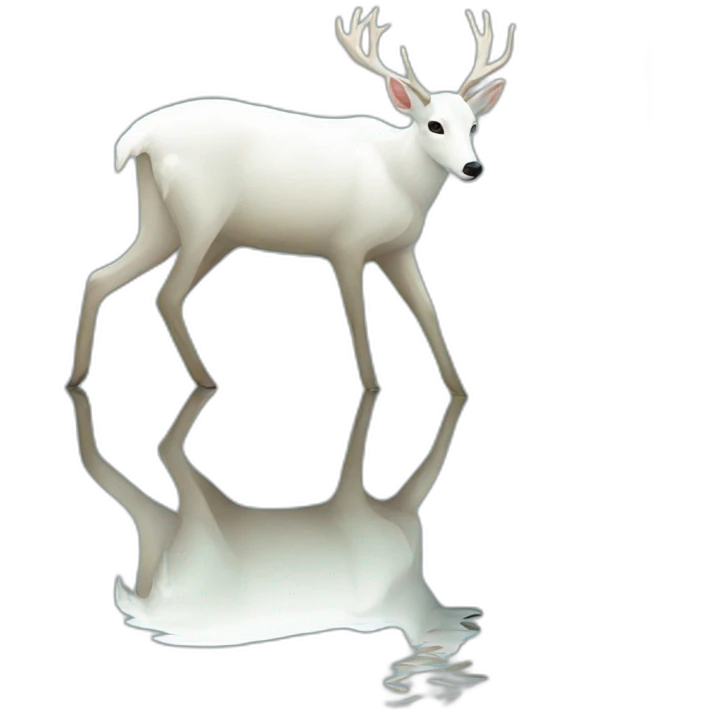 white deer reflected on the water emoji