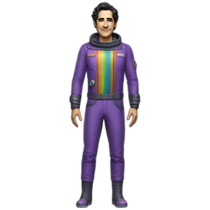 Ben Chaplin rainbow space outfit full body emoji
