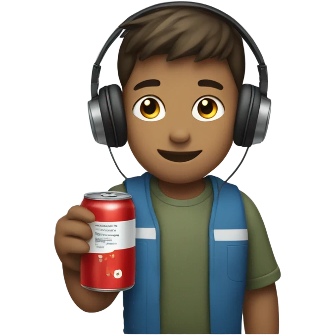 boy with headphones and can emoji