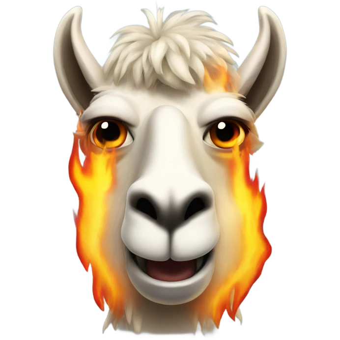Angry llama with fire on its head emoji