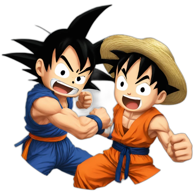 Goku and luffy fighting emoji