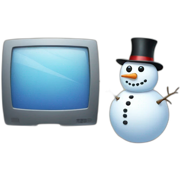 snowman with a computer emoji