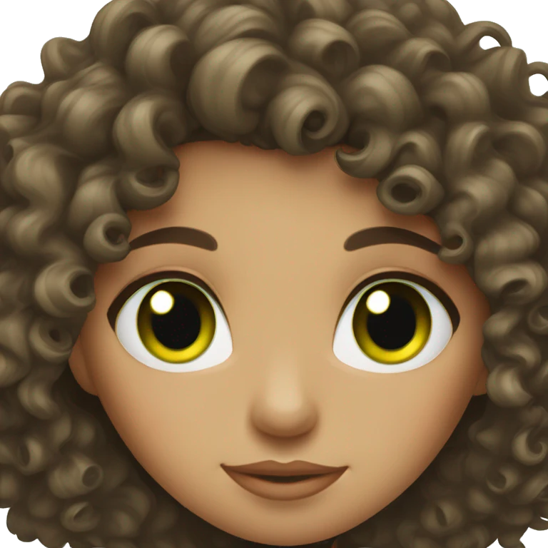 Brunette curly girl with green eyes  emoji