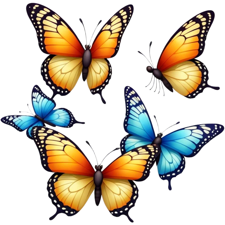 Group of colorful butterflies  emoji