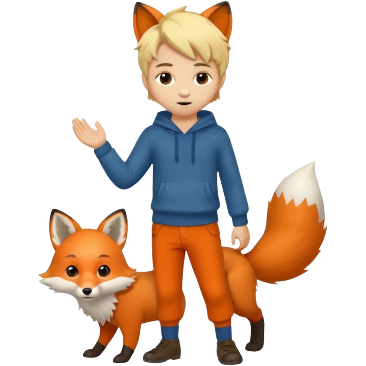 Pequeno Príncipe de corpo inteiro e a raposa emoji