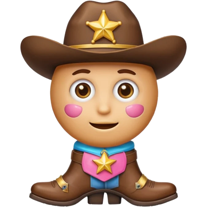 donut wearing a sheriff badge and cowboy boots, fun emoji style emoji