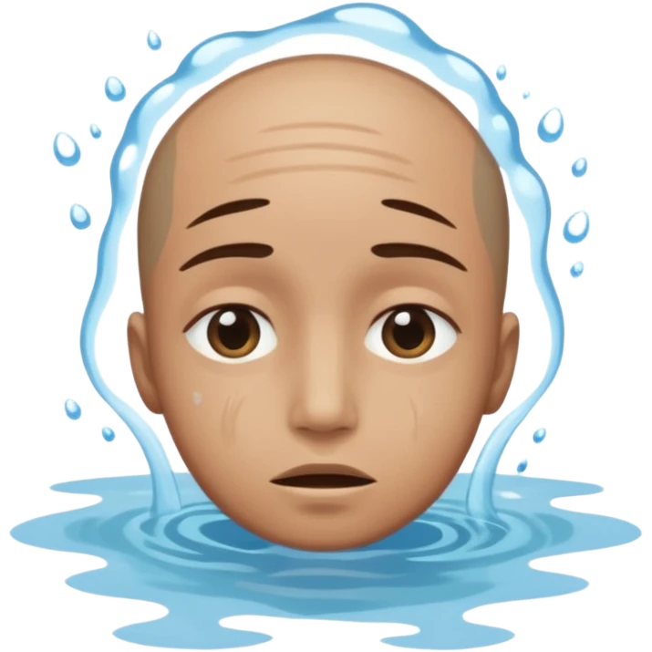 Tête qui se noit dans l’eau avec l’eau à la moitié du visage  emoji