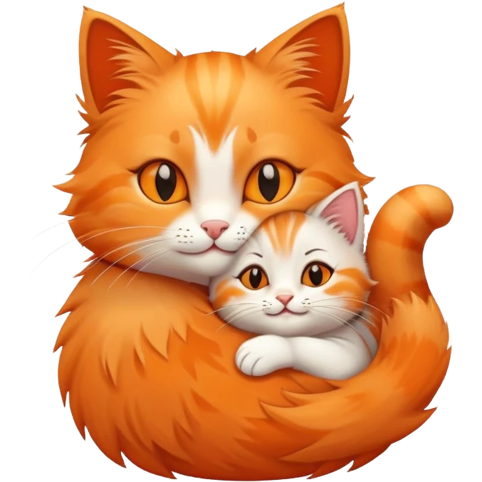 happy mom cat hugging her happy kitten cozy and affectionate emoji