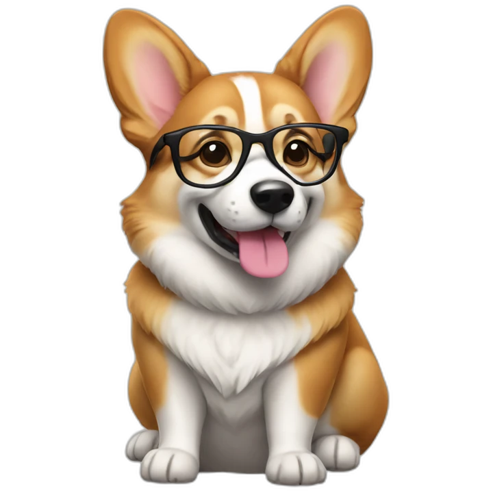 full-height sit Corgi with glasses emoji