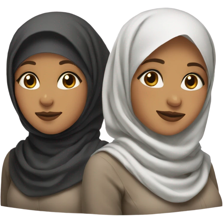 group of 2 hijabis and 1 non hijabi emoji