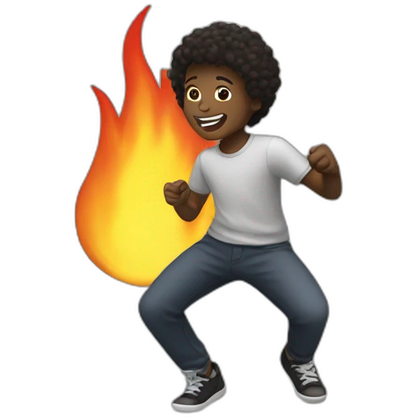 Black boy dancing by a firecamp emoji