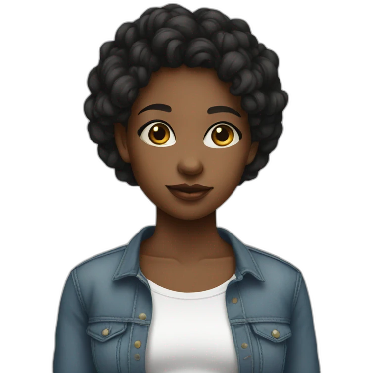 cute black girl with crop top shirt emoji