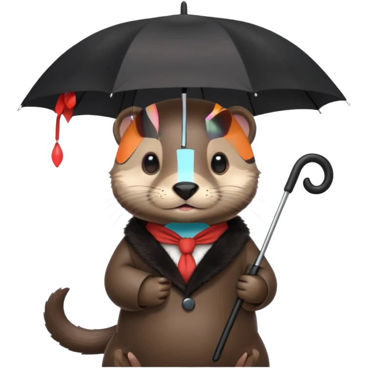 Loutre mignonne avec un parapluie emoji