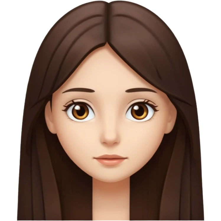 Fille brune raison au milieu cheveux un peu long et yeux marron et peau beige cheveux lisse  emoji