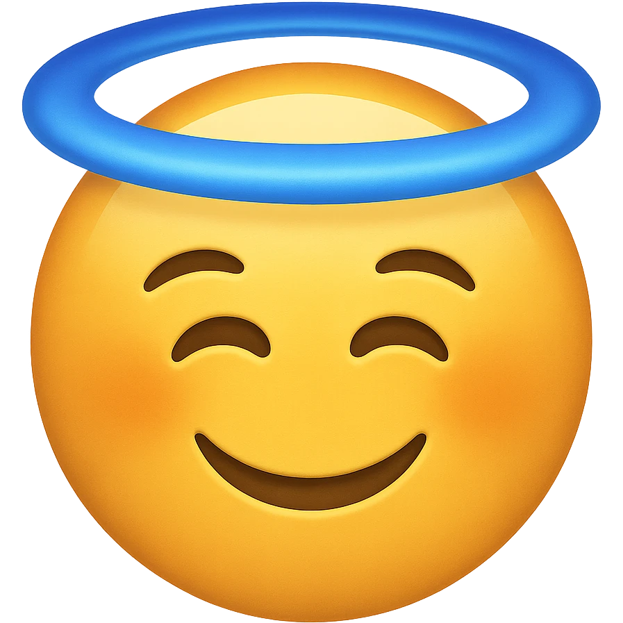 face with halo emoji, digital illustration, no background emoji