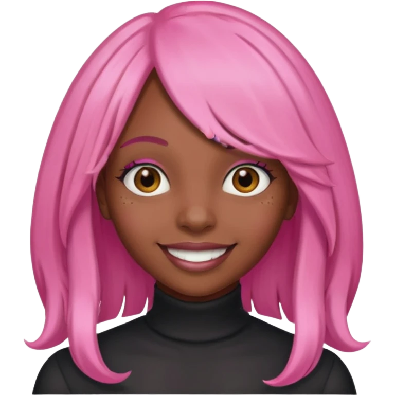 Black girl with long pink wig emoji