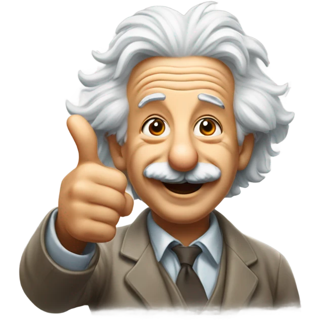 Albert Einstein gives a thumbs up emoji