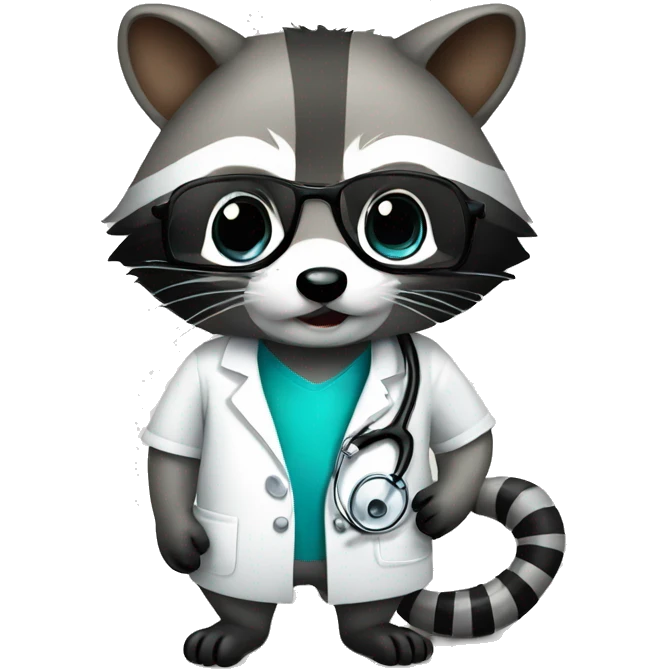 Raccoon with a stethoscope emoji