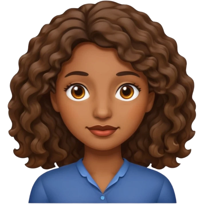 Uma mulher morena de cabelo ondulado e um sinal na bochecha emoji