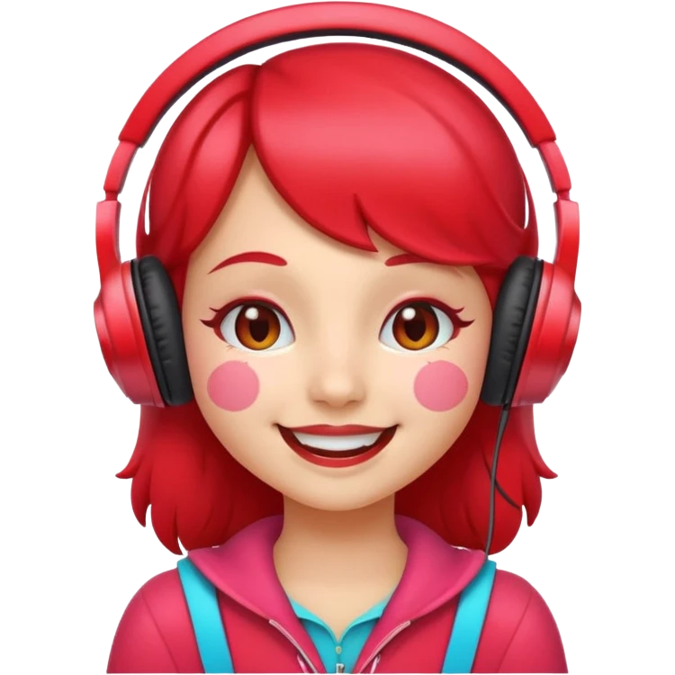 cartoon strawberry girly with headphones emoji