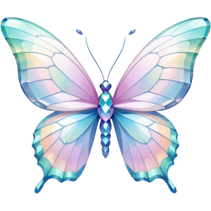 Pastel white iridescent glass crystal butterfly emoji