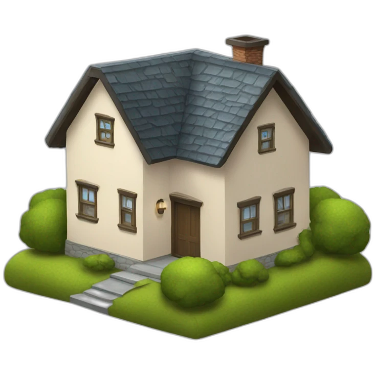 A small house with a large man emoji