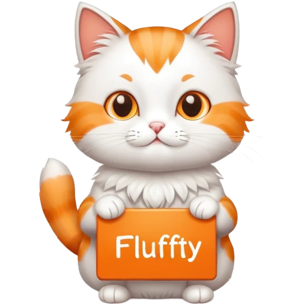 A cat holds the sign with the inscription emoji