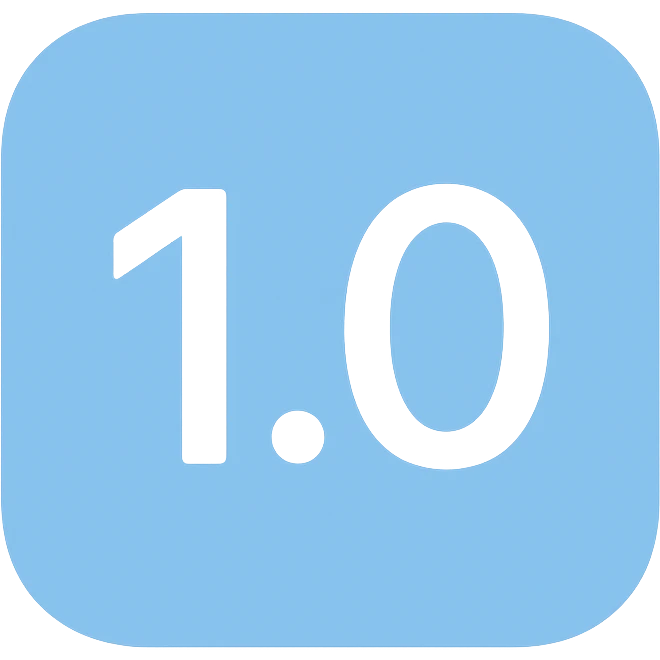 icon with a version number inside a rounded square, flat color style emoji