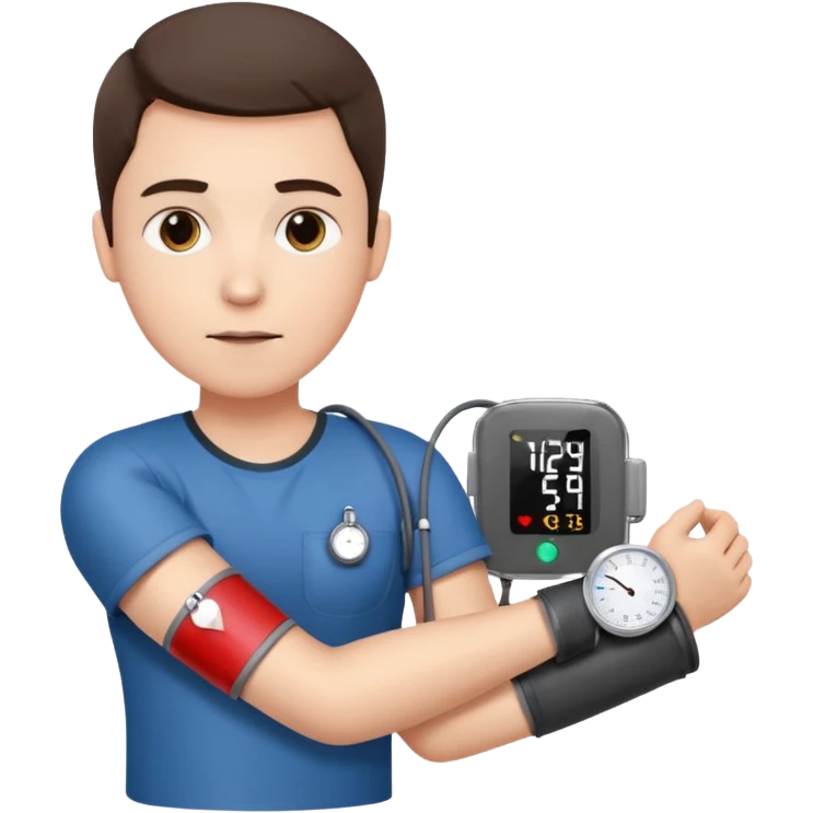 blood pressure cuff wrapped around upper arm with dial reading female emoji