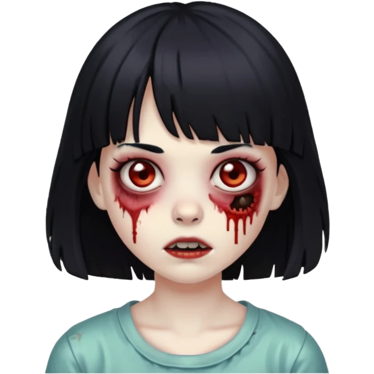 zombie girl whit bangs and black hair emoji
