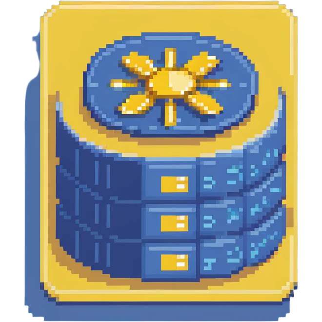 SQL database icon with tables and query symbols in blue color scheme emoji