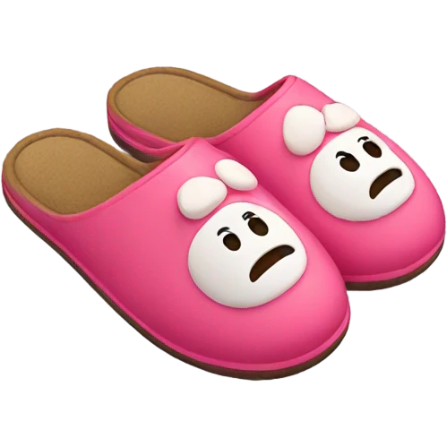 Slippers with a face emoji