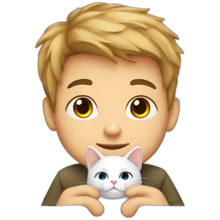 boy cuddle cat emoji