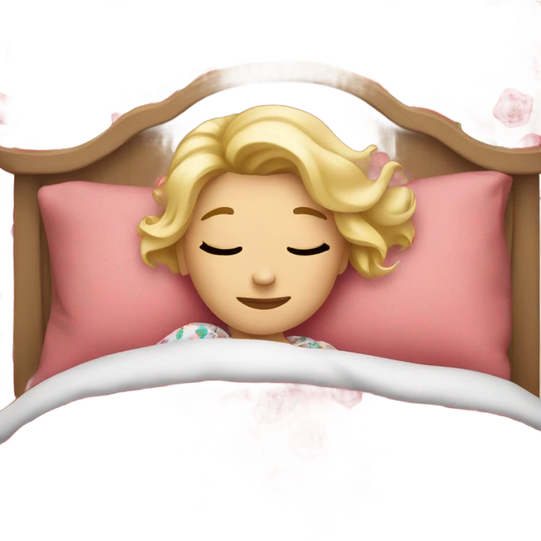 Blonde girl sleeping in rose bed emoji