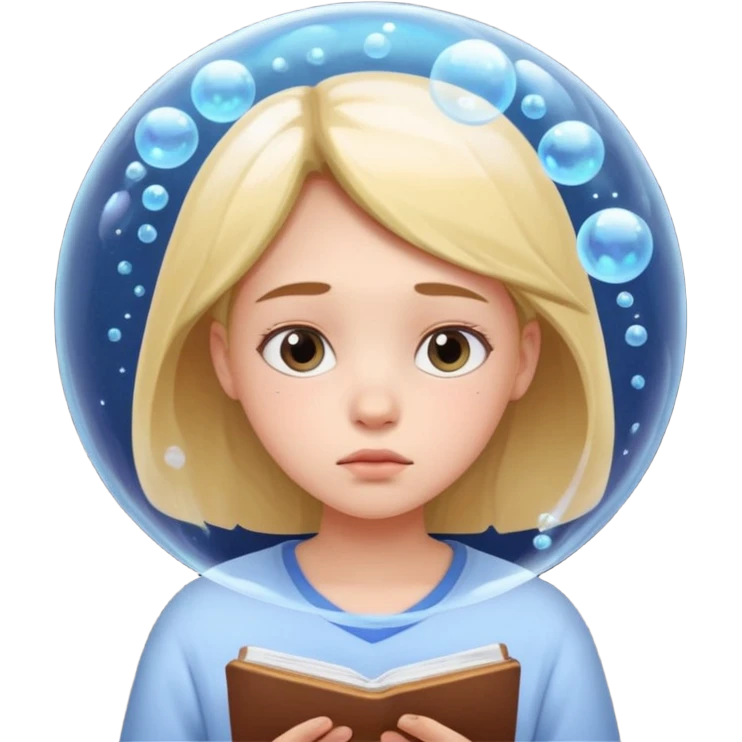 determined shy girl who is dreaming of 100% on her exam (in a dream bubble) emoji