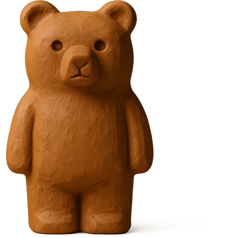 small wooden bear totem in claymation style emoji