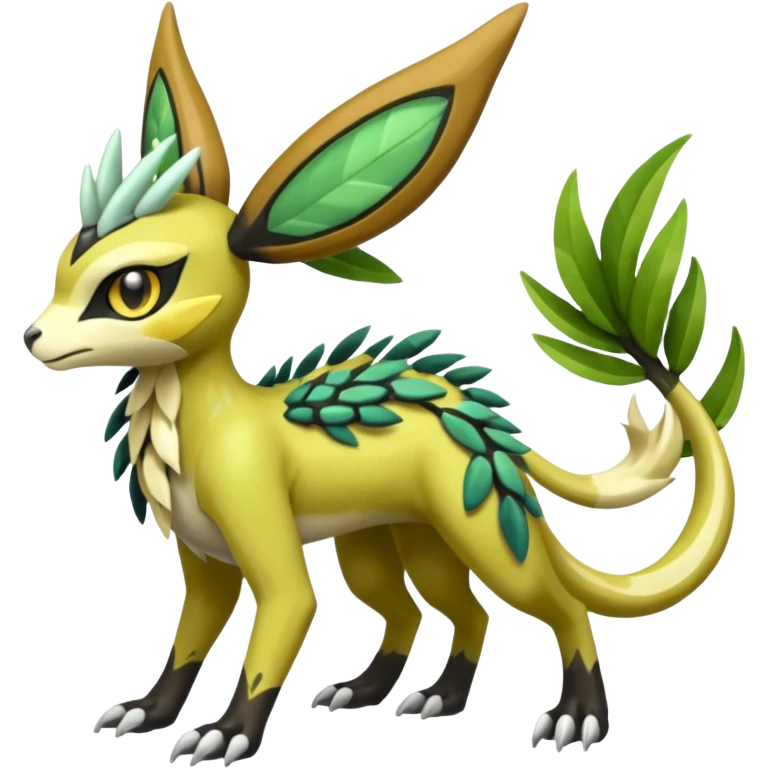  Exotic Tropical Feathery Leathery Scaly Planty Meloetta-Zygarde-Zeraora-Renamon-Protogen-Palkia-hybrid-fusion-Fakémon-creature, full body emoji