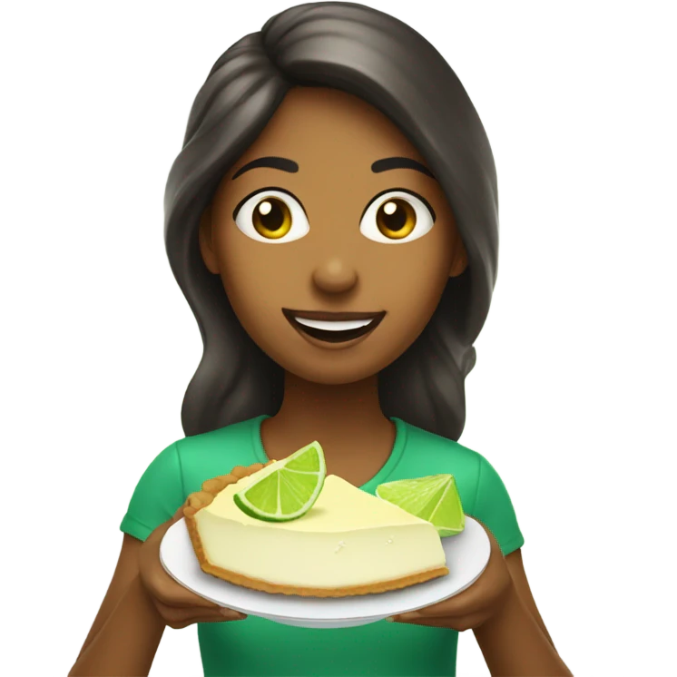 A girl eating key lime pie emoji