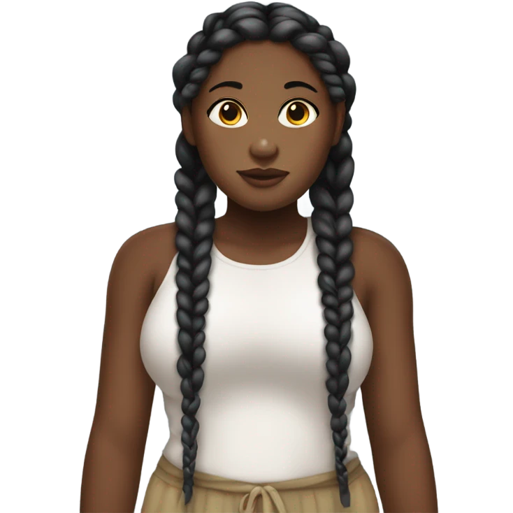 Black girl chubby with goddes braids emoji