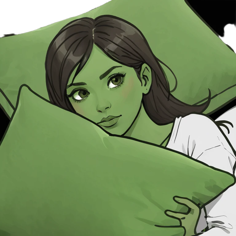 sleeping beauty brunette white girl with a silk pillow emoji