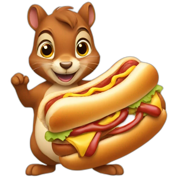 Squirrel with a hot dog emoji