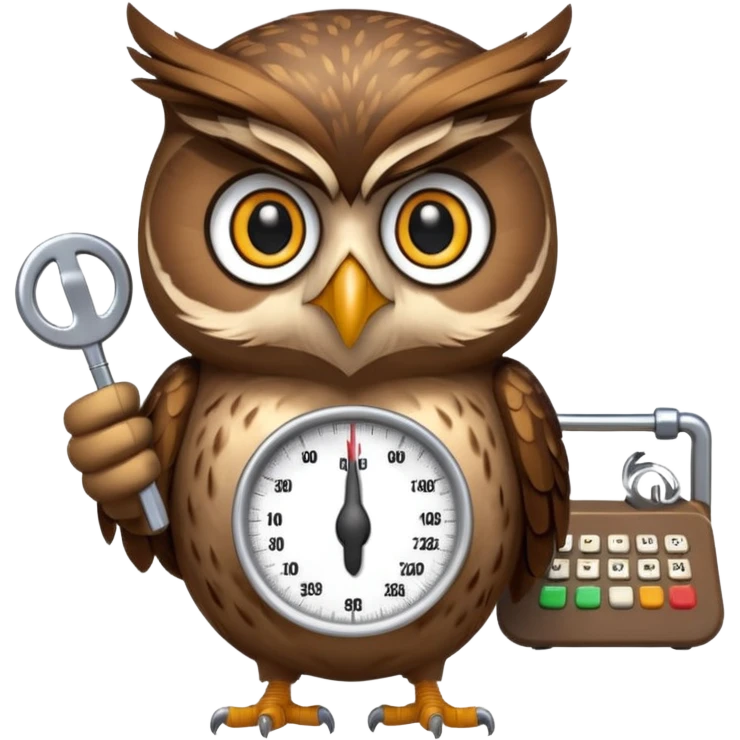 mascot owl holding money and weight scale  emoji