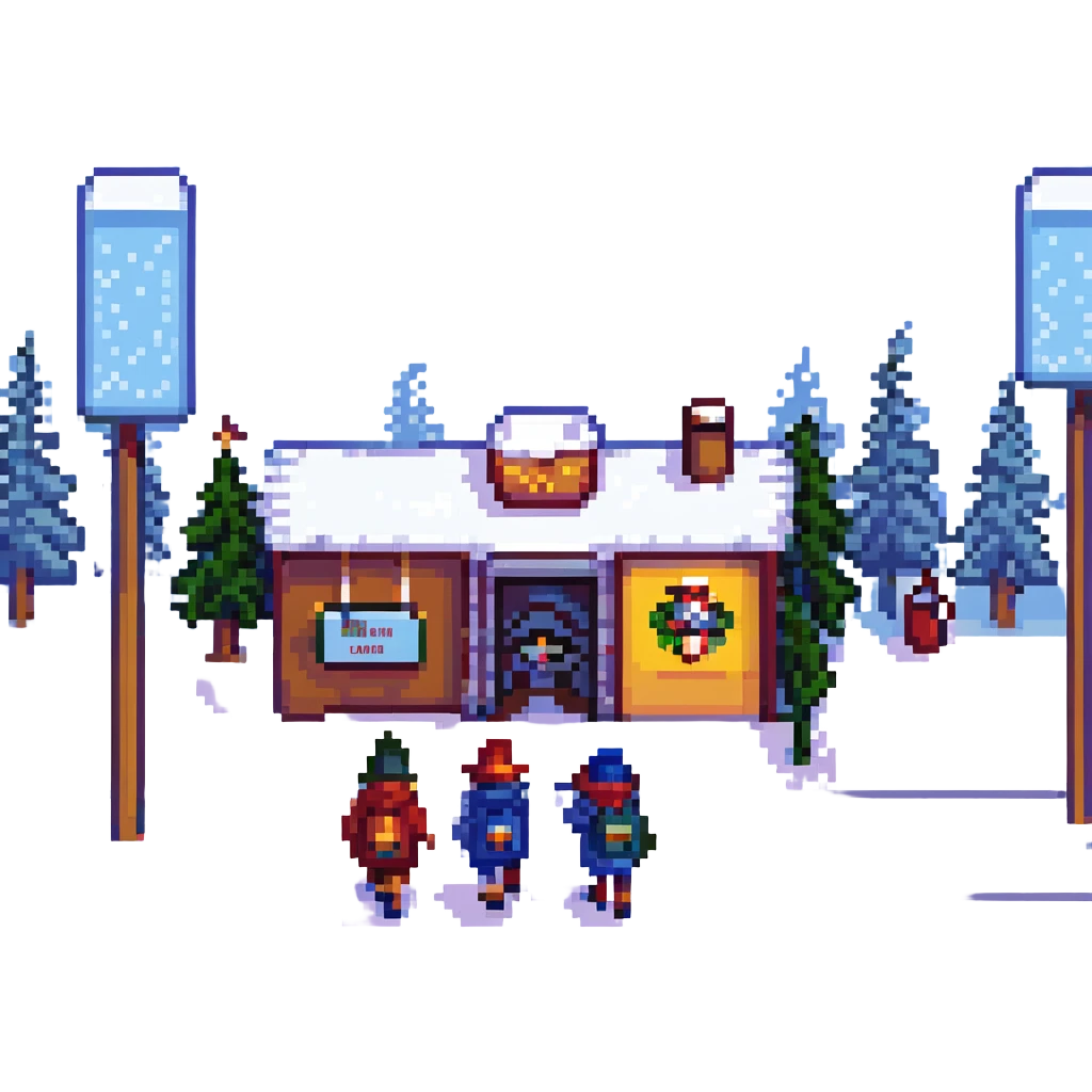 A group of school children walking to a movie theater in winter, inspired by Paddington Bear emoji