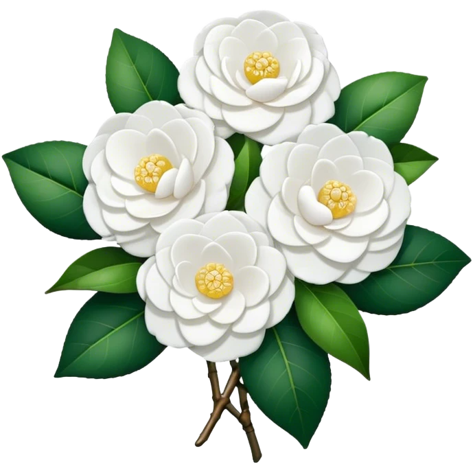 A bouquet of pure white camellias, without leaves  emoji
