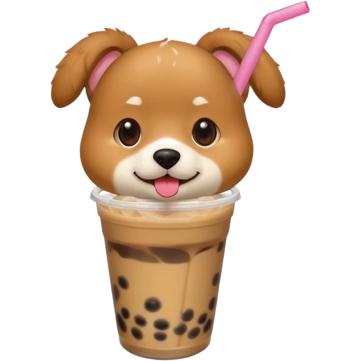 dog drinks bubble tea emoji