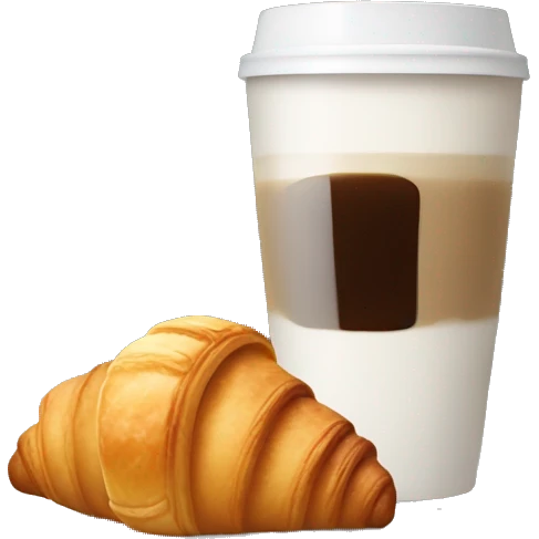 A glass of coffee with a croissant emoji