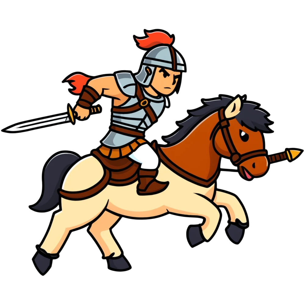 retro arcade barbarian warrior riding battle horse emoji