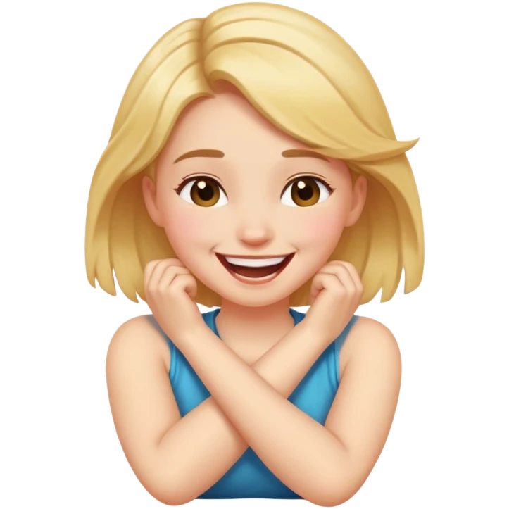 arm crossed holding neck laughing girl emoji