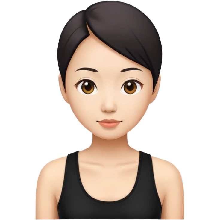 balding asian woman in black tanktop emoji
